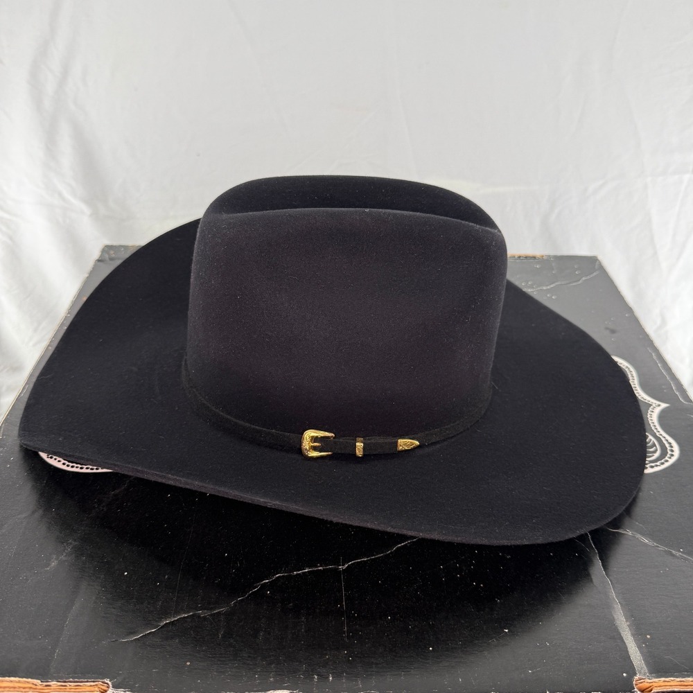 Rodeo King Pro 10X Black Beaver Felt Cowboy Hat 7 1/8 Long Oval - Picture 2 of 12